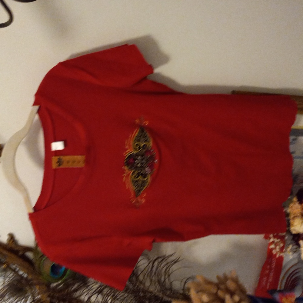 Plush it’s a Red top super cute , stretch material
